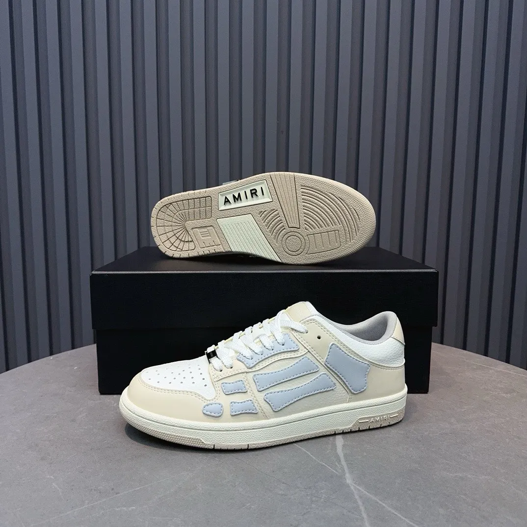 Men's men's shoes 💰600 AMIRI high street sneakers with bone sports shoes, toe layer cowhide upper, upper side bones, hand-stitched, good three-dimensional effect, customized metal LOGO, size 38-45 46